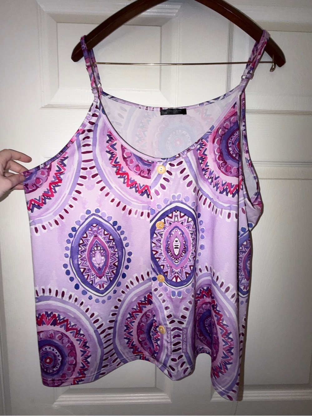 Love U Dear Boho Mandala Cami Tank Top Purple Pink 2XL
